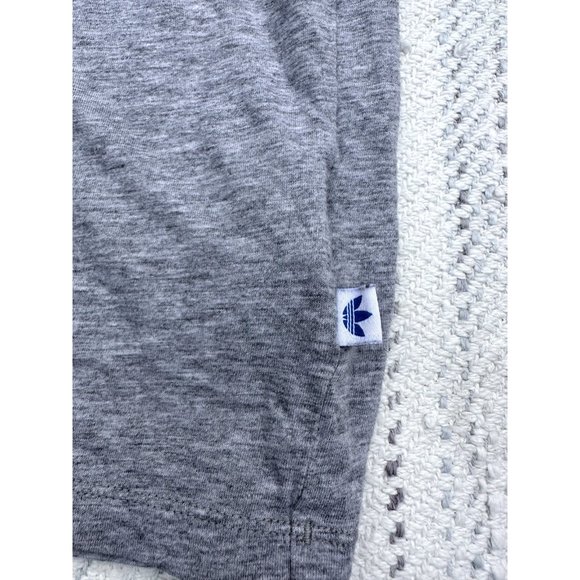 Adidas Shirt Medium Gray Trefoil 3 Striped Short Sleeve Y2K Retro Active Womens - Picture 6 of 10